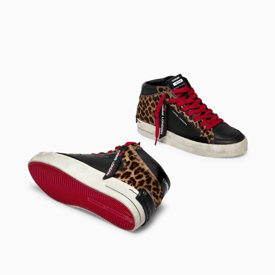 Donna Crime London | Sk8 Deluxe Mid Nero-Safari